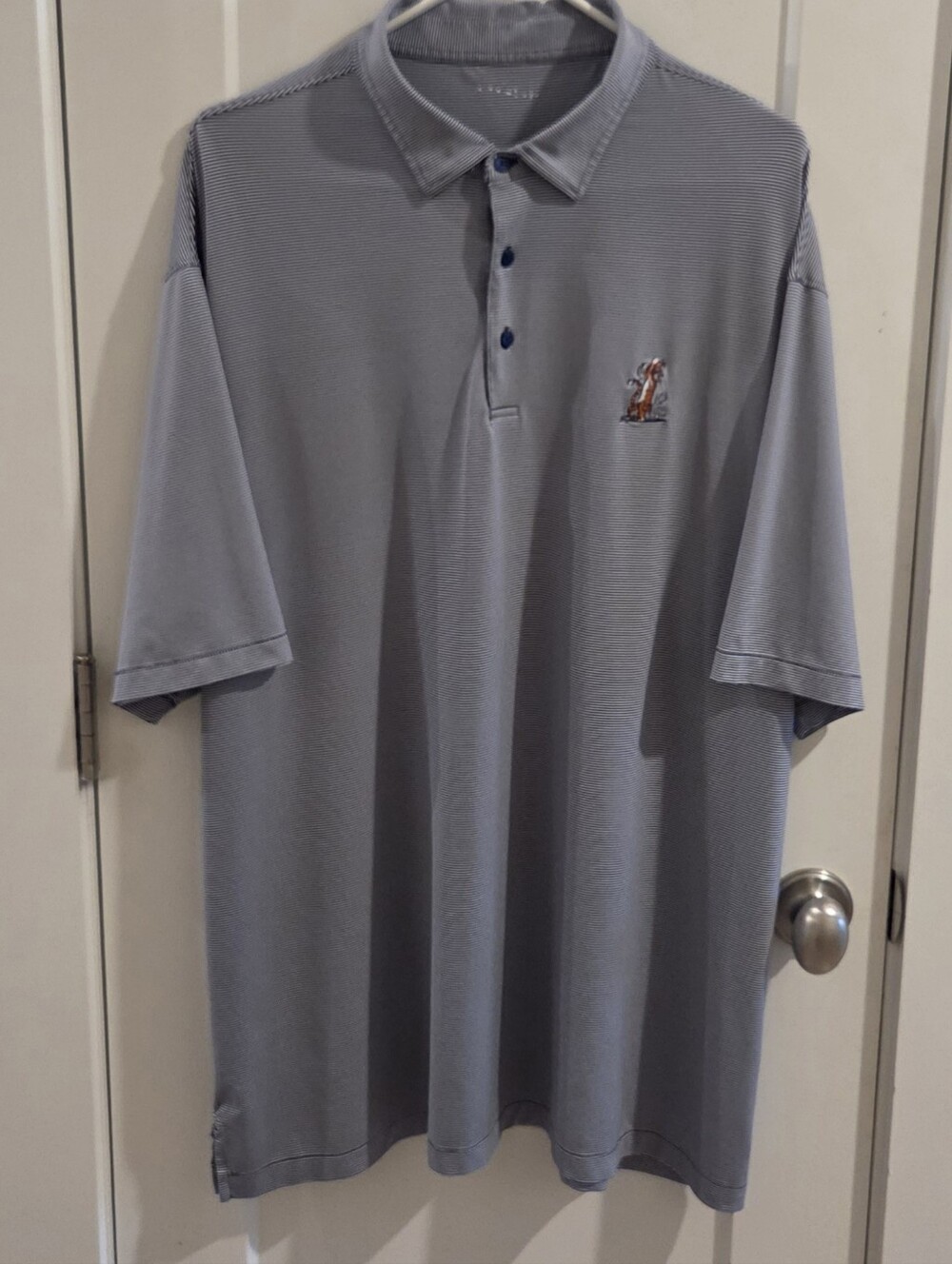 Horn Legend Auburn University Striped Golf Polo Shirt - Swinging Aubie - XXL